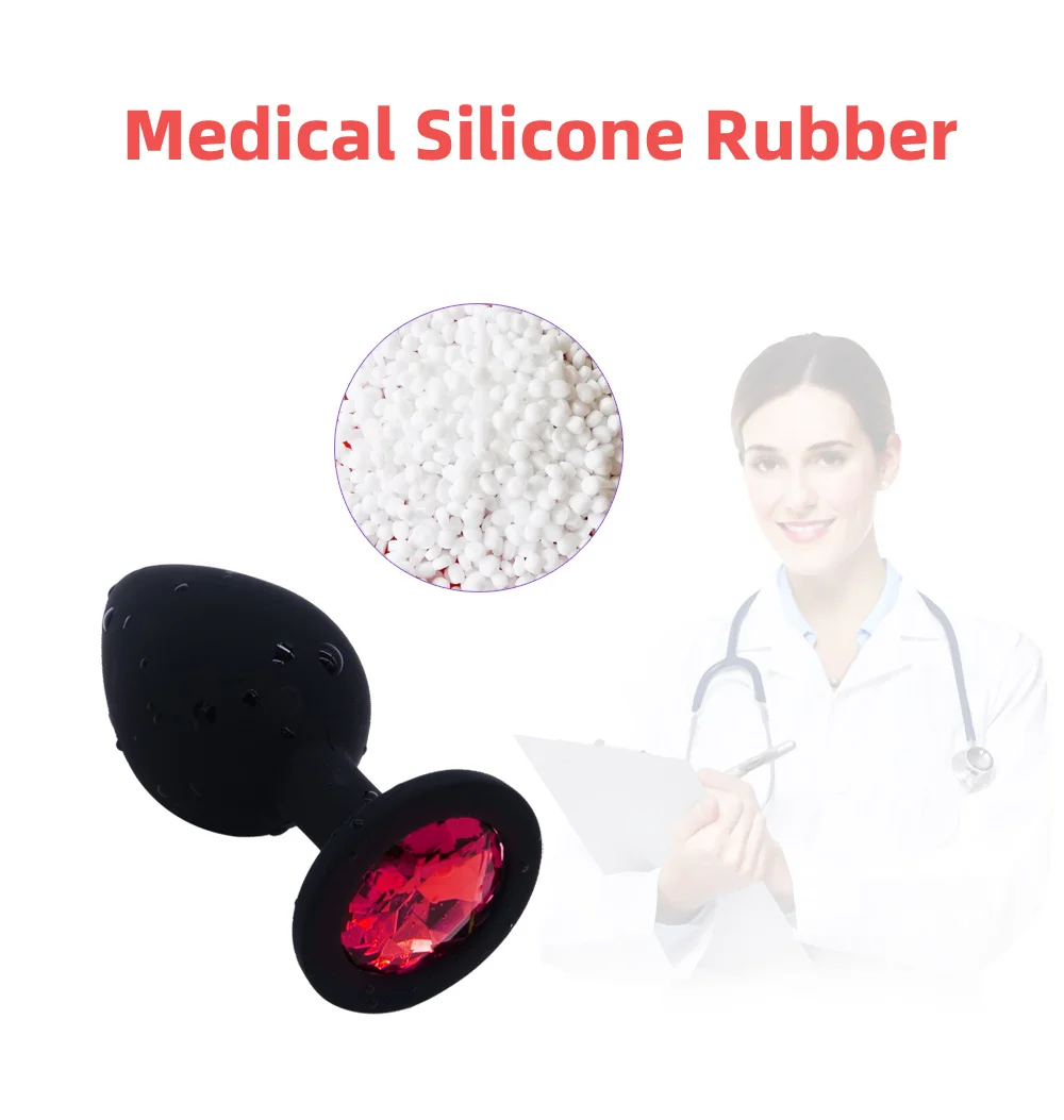 Combination Sex Toy Silicone Anal Plug With G Spot Bullet Vibrator Red Stone