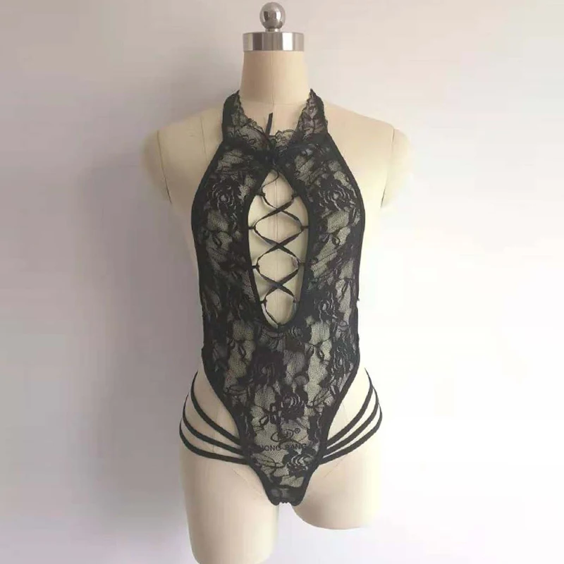 Latex Leather Sexy Lingerie V Neck Teddies Bodysuit Plus Size Women Hollow Out Underwear Erotic Costumes Porno Corsets Backless