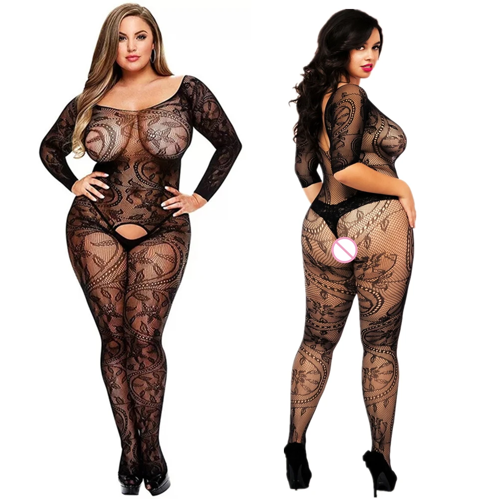 Hot Sexy Costumes Plus Size Fetish Lingerie Porno Women Sexy Open Crotch BodyStockings Fishnet Sex Clothes Teddies Underwear