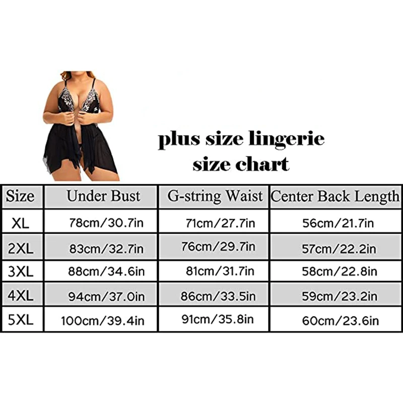 Plus Size Lingerie for Women Sleepwear Set Lace Babydoll Chemise V Neck Nightgown Sexy Nightdress Maternity Negligee S-5XL