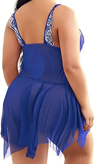 Plus Size Lingerie for Women Sleepwear Set Lace Babydoll Chemise V Neck Nightgown Sexy Nightdress Maternity Negligee S-5XL