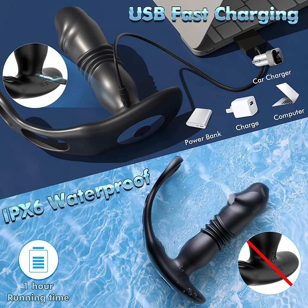 Telescopic Dildo Anal Vibrator Male Prostate Massager Delay Ejaculation Penis Ring Butt Plug Sex Toys for Men Gay Masturbator Telescopic Dildo Anal Vibrator Male Prostate Massager Delay Ejaculation Penis Ring Butt Plug Sex Toys for Men Gay Masturbator