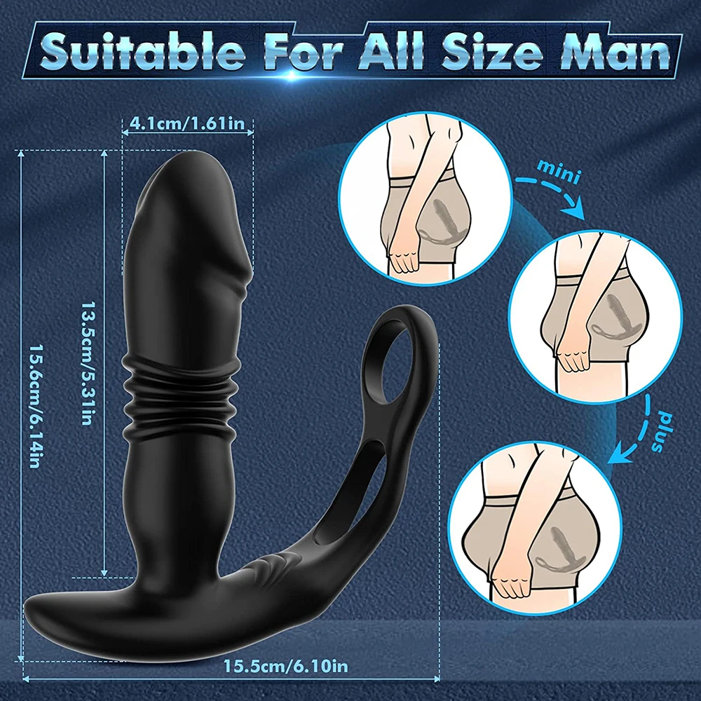 Telescopic Dildo Anal Vibrator Male Prostate Massager Delay Ejaculation Penis Ring Butt Plug Sex Toys for Men Gay Masturbator Telescopic Dildo Anal Vibrator Male Prostate Massager Delay Ejaculation Penis Ring Butt Plug Sex Toys for Men Gay Masturbator