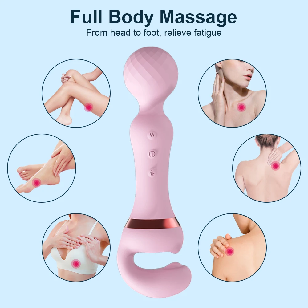 Powerful 2 in 1 AV Vibrator Female Magic Wand Clitoris Stimulator USB Recharge 20 Modes G Spot Massager Sex Toys Dildo for Women