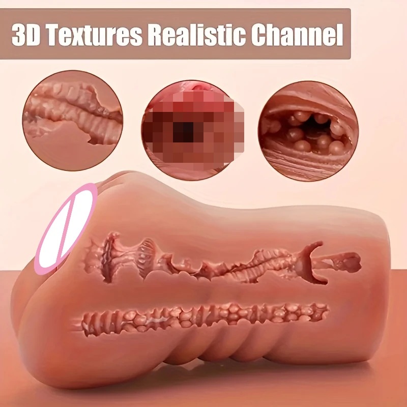 2 in 1 Male Masturbators Sex Toys 3D Realistic Textured Pussy Anus Masturbador Sex Doll Adult Pussy Blowjob Anal Sex Toy for Men