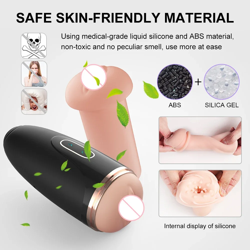 Automatic Male Masturbator Cup Realistic Vagina Adult Endurance Exercise for Men Glans Penis Trainer Sex Toy with Sound Machine