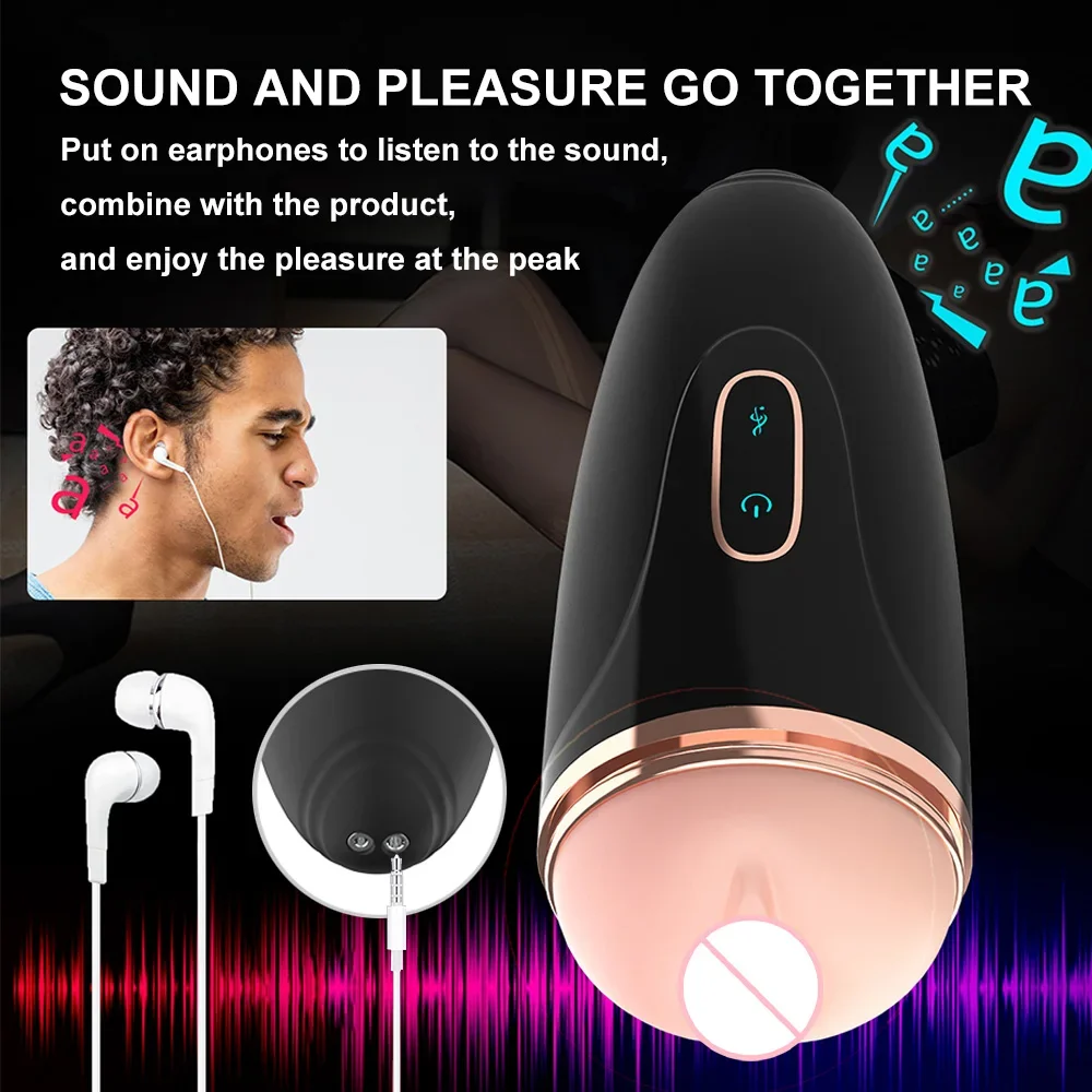 Automatic Male Masturbator Cup Realistic Vagina Adult Endurance Exercise for Men Glans Penis Trainer Sex Toy with Sound Machine