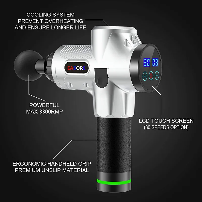 New Heat Massage Gun 120W Powerful Professional Easore X5 Pro Deep Muscle Massager With 14 Heads Brushless Motor For Home Gym