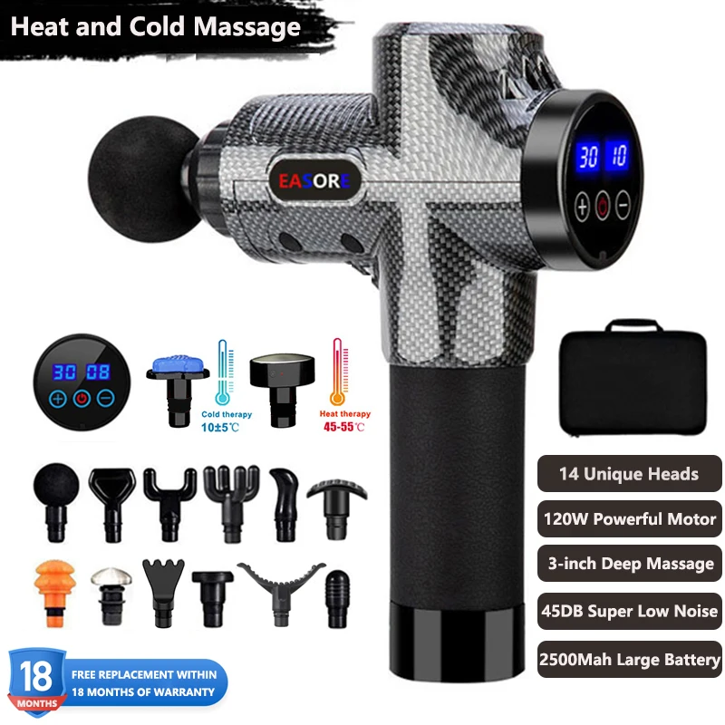 New Heat Massage Gun 120W Powerful Professional Easore X5 Pro Deep Muscle Massager With 14 Heads Brushless Motor For Home Gym New Heat Massage Gun 120W Powerful Professional Easore X5 Pro Deep Muscle Massager With 14 Heads Brushless Motor For Home Gym